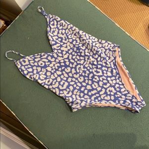 JCrew blue leopard print one piece bathing suit S